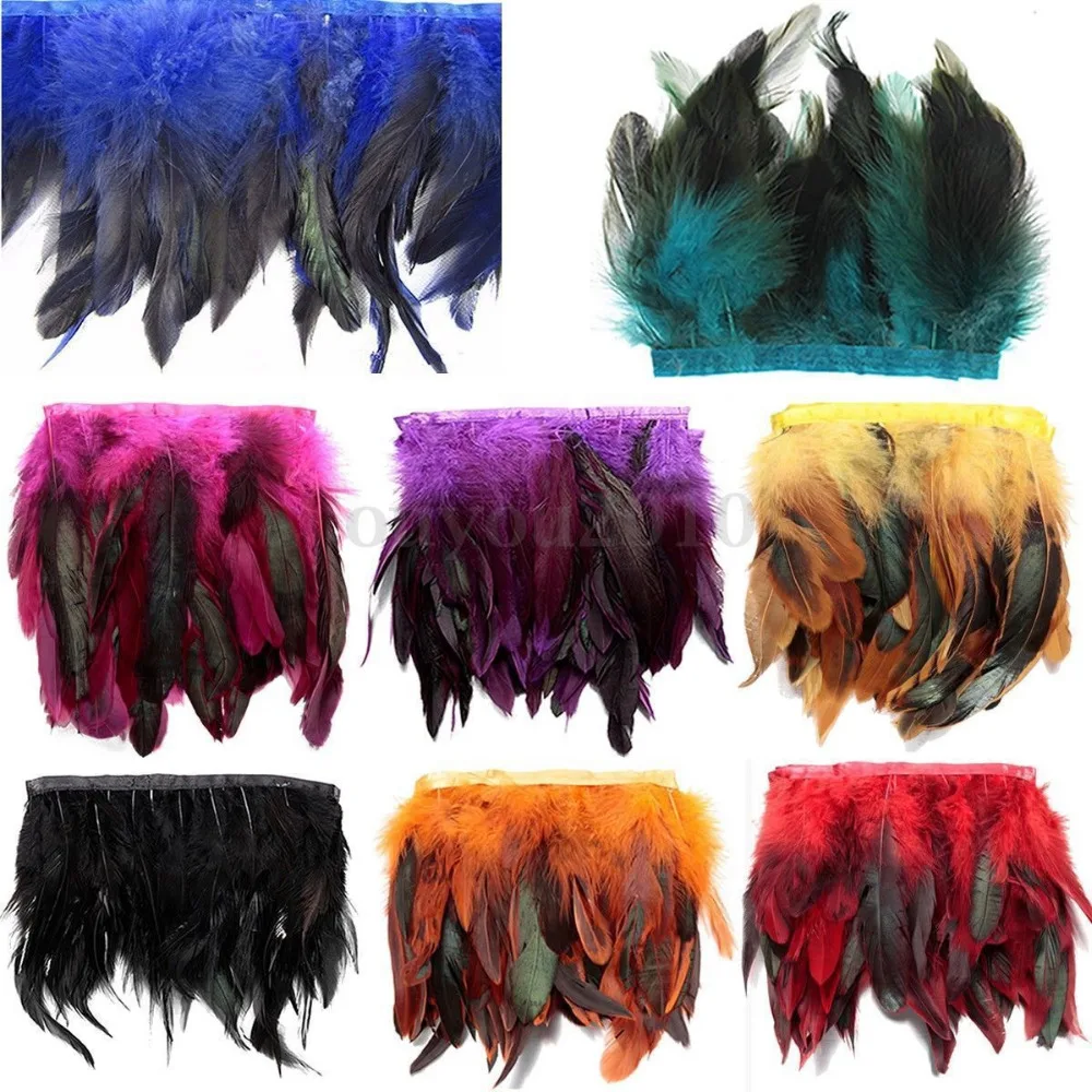 

1M pheasant tail Feather Fringe Trim 12 color/quantity choice 6-8inch