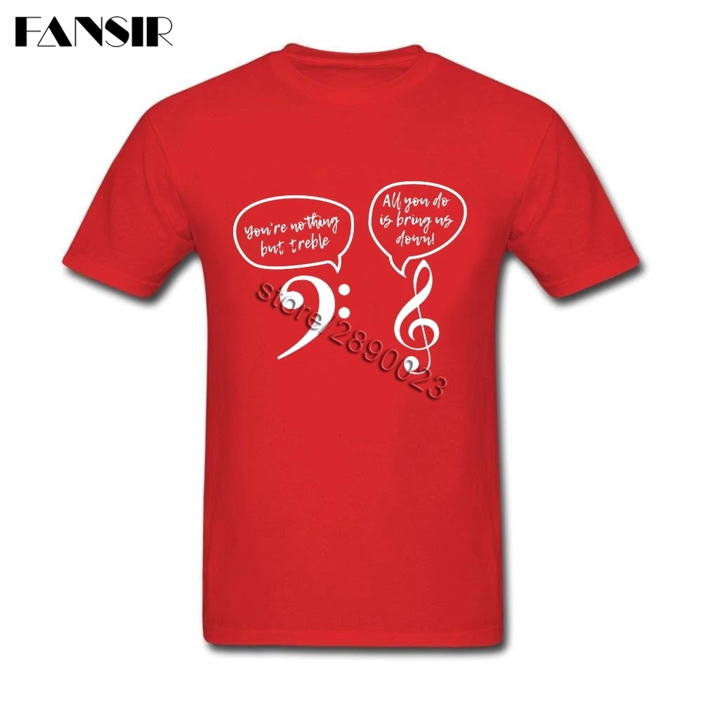 Новейший дизайн, Мужская футболка, музыка, бас, Скрипичный ключ, короткий рукав, хлопок, футболка с круглым вырезом для подростков, топы, футболки - Цвет: Красный