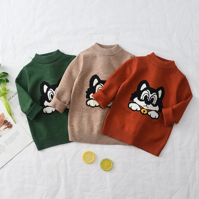 

Boys Turtleneck Sweaters Autumn Long Sleeve Cotton Tops Kids Cartoon Print Sweater Spring Boys Sweaters For Kids