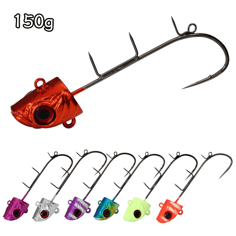 

1Piece/Lot Japan 150g Jig Head Fishing Lure 3D Eyes Metal Jig lead Barbed Hook Mustad Jigging Hook Fishing Hooks