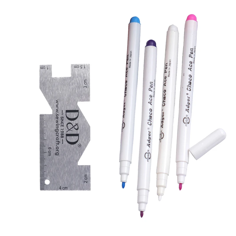 

Water Erasable Pen Fabric Marker Tailor's Chalk&Metal Sewing Measuring Gauge Quilting Rulers Sewing Tools Accessories