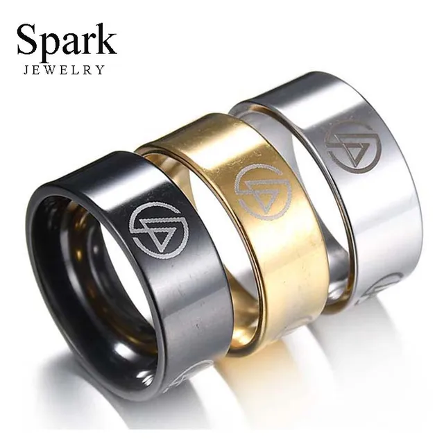 SPARK Nuovo 8mm Oro/Acciaio/Nero di Colore di Alta Lucido Anelli Linkin Park Ban SPARK Nuovo 8mm Oro/Acciaio/Nero di Colore di Alta Lucido Anelli Linkin Park Ban