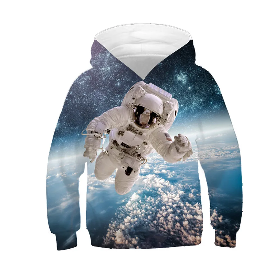 

2019 New 3D Hoodies For Boys Girls Long Sleeve Blue Galaxy Space Astronaut Sweatshirts Children Cool Pullovers Tops Kids Clothes