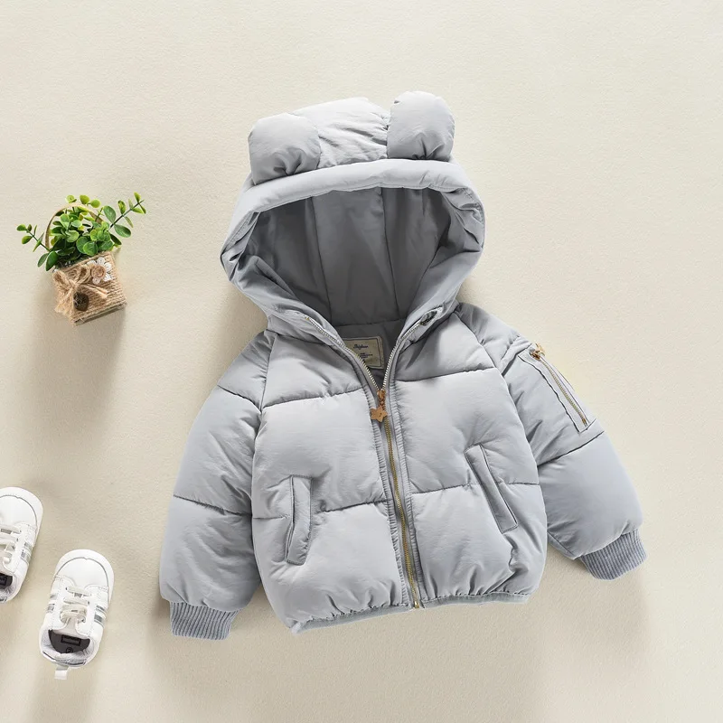Детский пуховик осенне-зимнее пальто куртка с капюшоном - Цвет: Серый