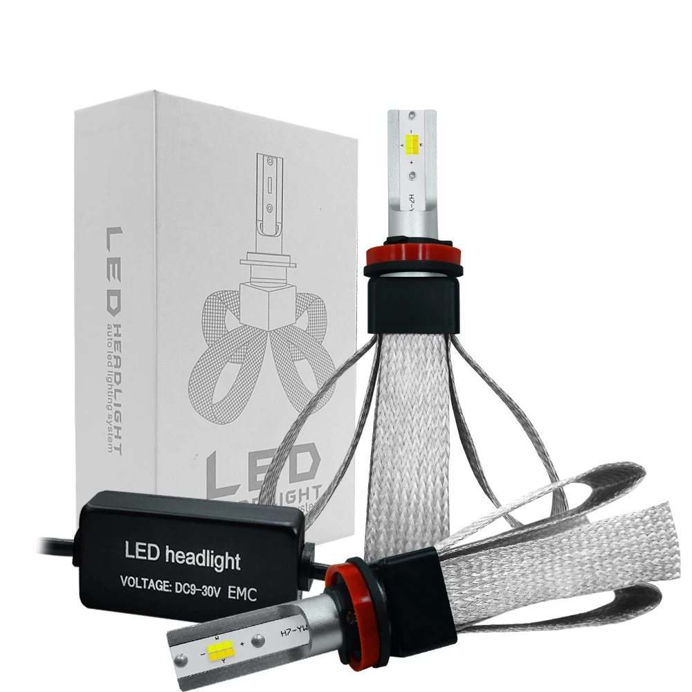 

GrandEver Car TriColor 3 Color LED Headlight H1 H4 H7 H11 HB3 HB4 80W 9600LM CSP Chips 3000K 4300K 6000K Switchback LED Bulbs