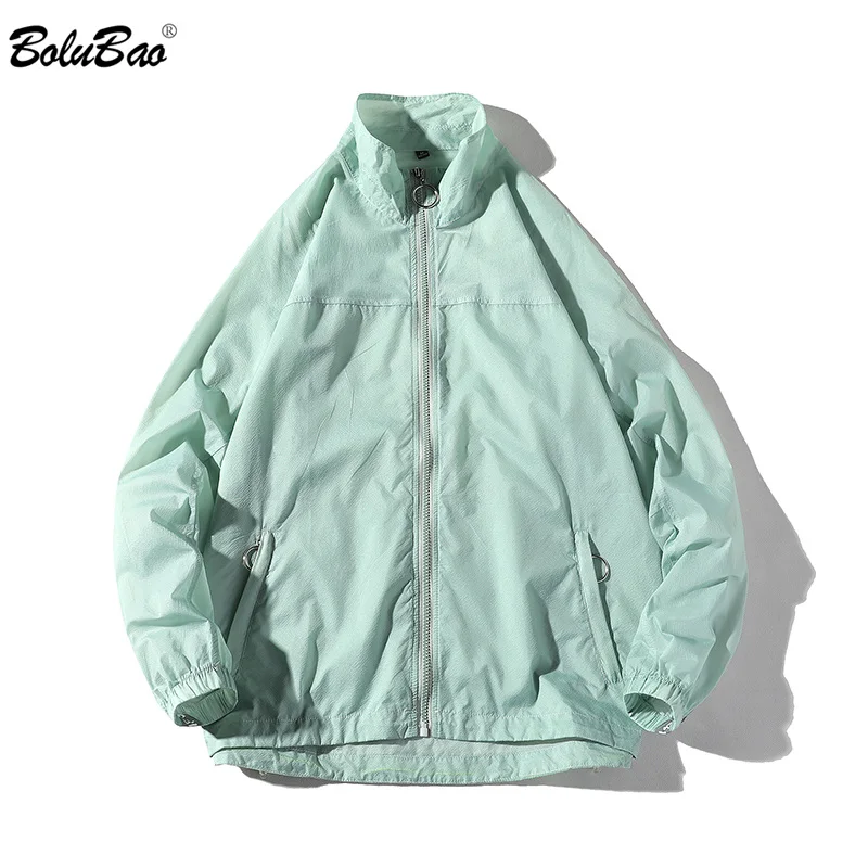 

BOLUBAO Men's Jackets Autumn Tracksuit Coat Cardigan Simple Sunscreen Street Men Solid Color Jackets Coats