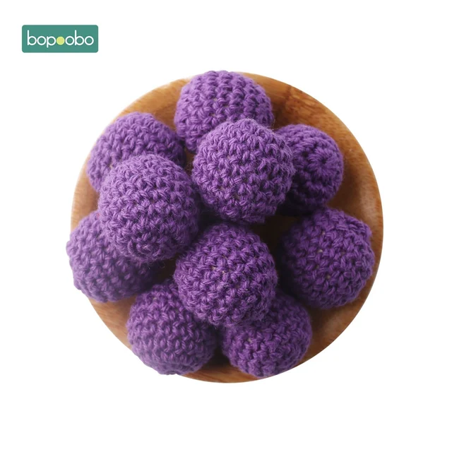 Bopoobo 20mm 10pcs Wooden Crochet Beads Chewable Beads DIY Wooden Teething Knitting Beads Jewelry Crib Sensory Toy Baby Teether 15