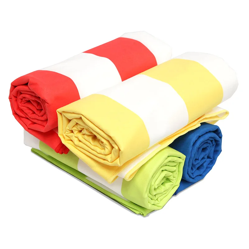 Striped Soft Fibre Lightweight Beach Towel Quick Dry Travel Swimming