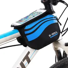 B-SOUL Bicycle Frame Saddle Bag Bike Storage Bag for 5/5.7 Inch Mobile Phone Screen Touch Holder for Outdoor Riding