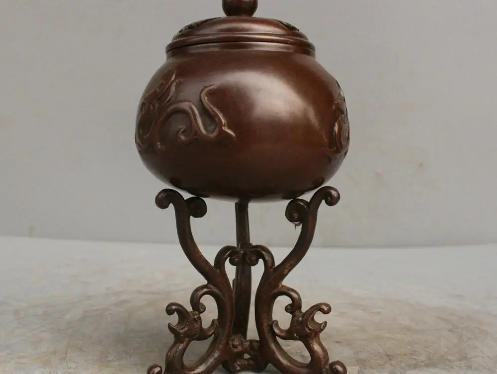 

8" China Buddha Lucky Dragon Censer incense burner