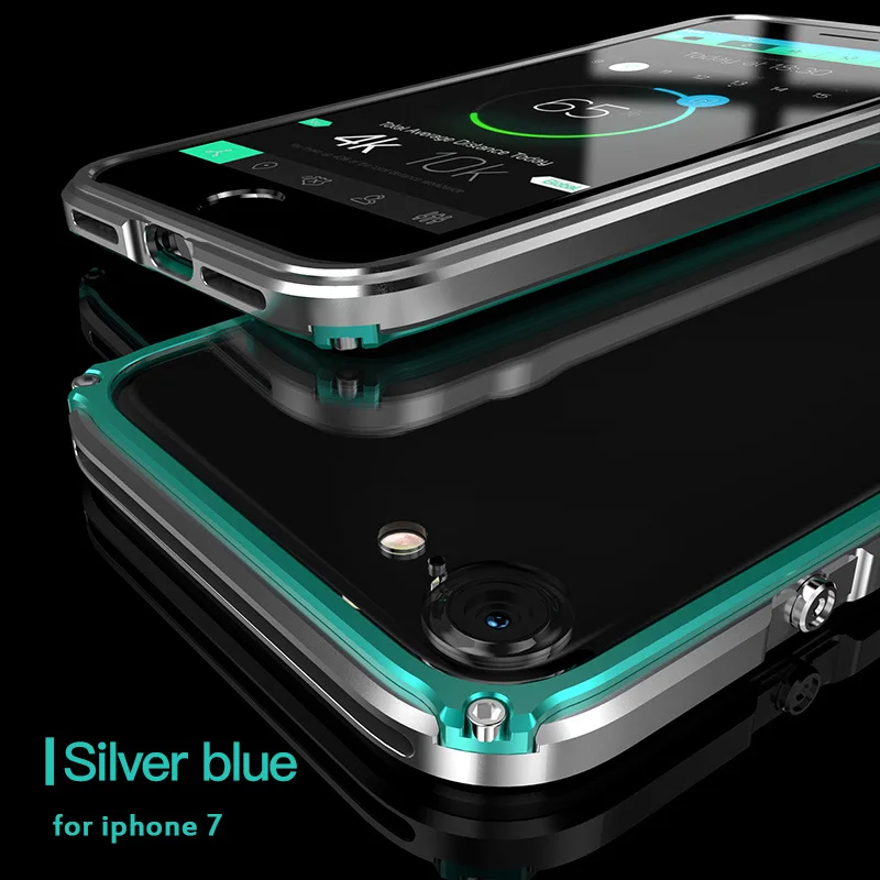 Для iphone 7/8/plus, чехол с металлической рамкой, прозрачная задняя Противоударная защита камеры, чехол Legend series, чехол для iphone 7/8 - Цвет: Silver Blue