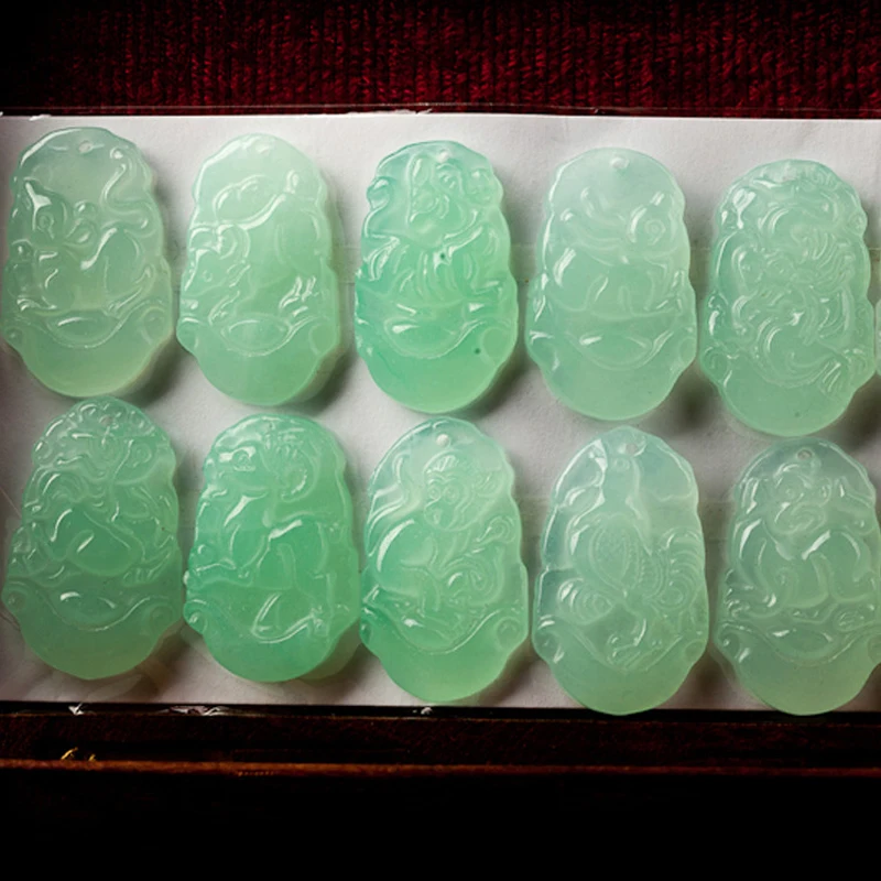 12pcs/lot Jades Carving 12 Chinese Zodiac Pendants For Necklaces Making