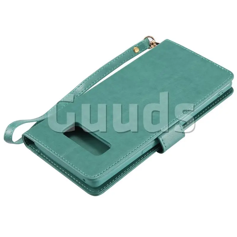 Luminous Flower Girl Cat Leather Wallet Case for Samsung Galaxy Note 8 - Green