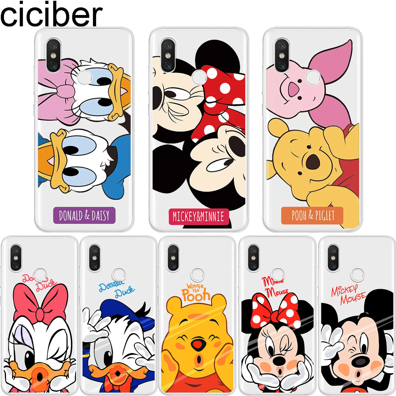 

ciciber For Xiaomi A1 A2 8 6 5 X 5C 5S Plus Lite SE Poco Phone F1 Clear Soft TPU for MIX MAX 3 2 1 S Pro Phone Cases Cute Mickey