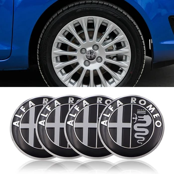 

4pcs Car Wheel Center Hub Cap Sticker Car Emblem Badge Decal Cover For alfa romeo 159 147 156 giulieta Car styling Accessories