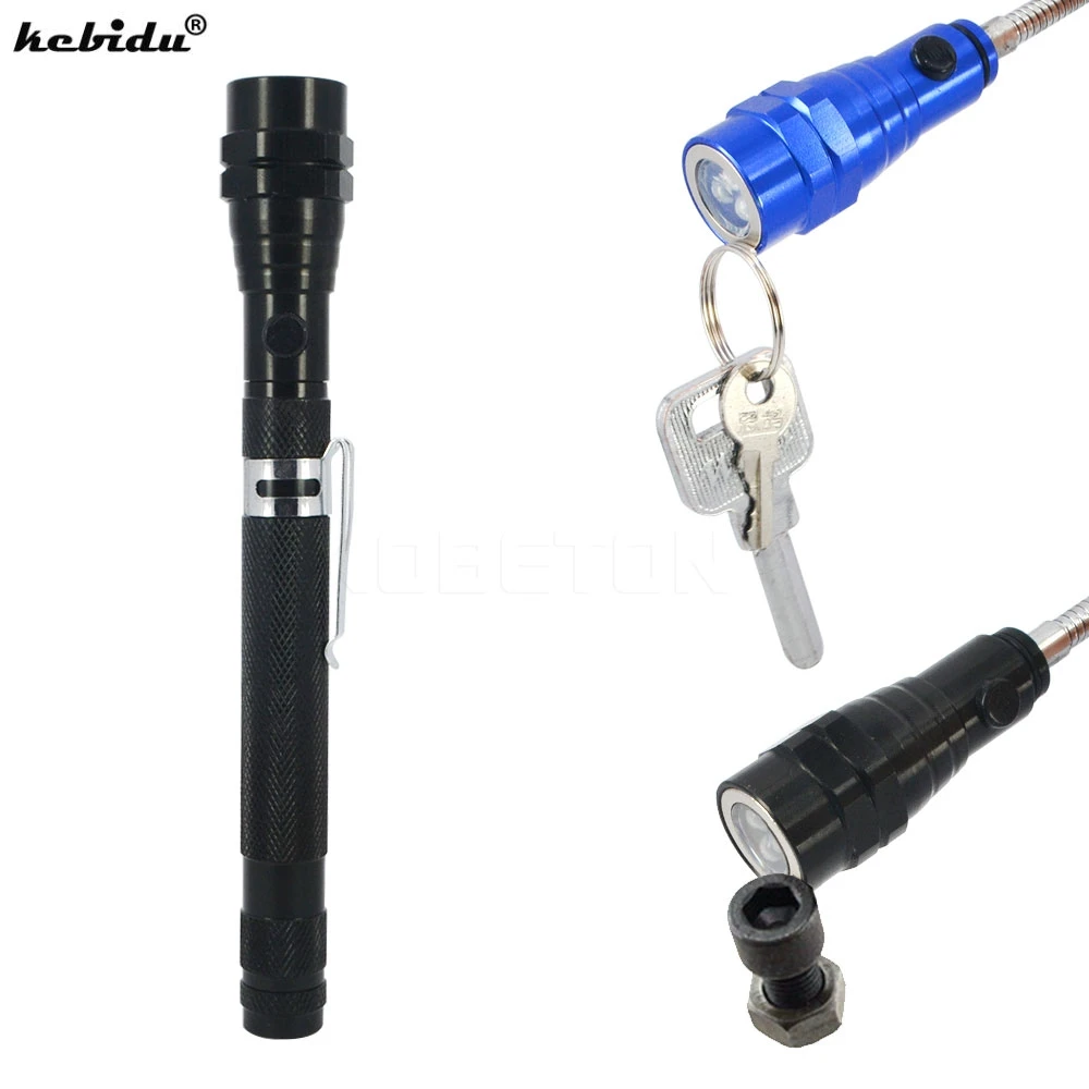 

kebidu Multifunctional Zoomable Magnetic Flashlight Torch with Telescoping Magnet Head Pick Up Tool 3 LED Flashlight