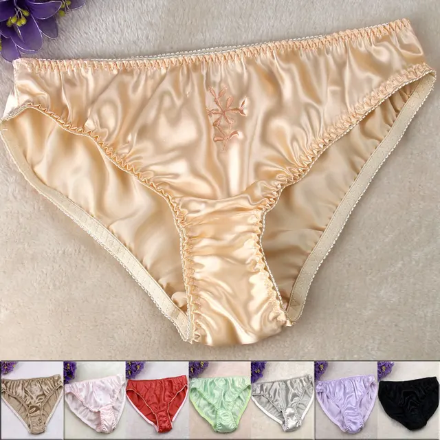 Buy SALE! Pure silk Solid Panties Women 100 Mulberry Silk Embroidery Plus Size