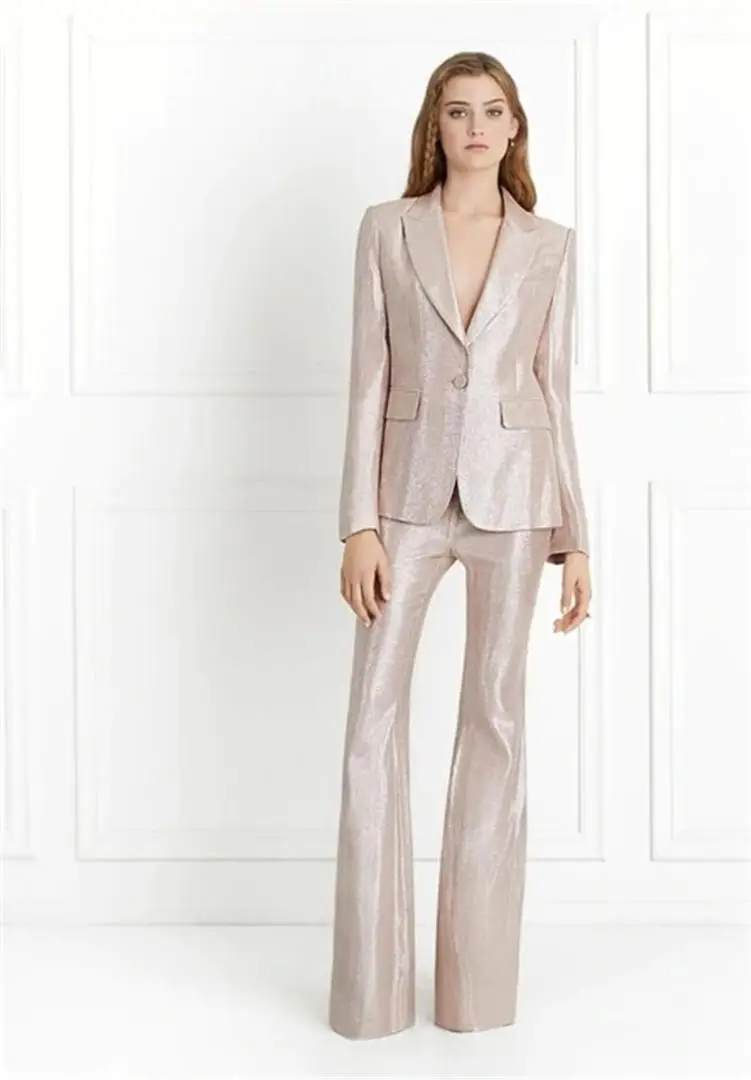 Новый Белый Элегантный деловая одежда тонкий 2 шт. наборы для ухода за кожей женские бизнес костюмы Две кнопки Блейзер Женский мотобрюки к