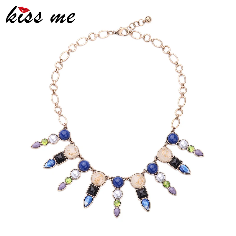 

Alloy Retro Candy Color Geometric Synthetic Stone Necklace Acrylic Pearls Jewelry New Fashion Choker Necklace
