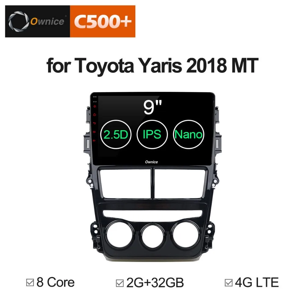 Flash Deal 9"IPS Android 8.1 Octa Core Car DVD Player forToyota Yaris Vios 2017 2018 2019 MT/AT Auto Radio GPS Audio Carplay 4G+32G CarPlay 4
