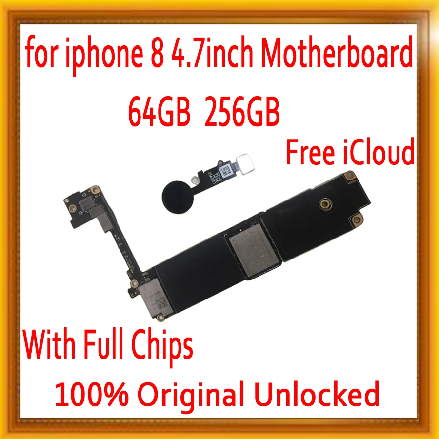 Черный/белый/золотой для iphone 8 материнская плата с сенсорным ID, оригинальная разблокированная для iphone 8 материнская плата с полными чипами, Бесплатный iCloud