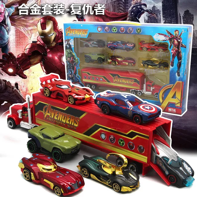 

Avengers Racing Set Combination Creative Cartoon Alloy Child Car Toy Truck Child Car Mould Christmas Gift