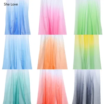 

Chzimade 30d Chiffon Sheer Gauze Ombre Gradient Rainbow Color Sewing Fabric Cloth Tissue Dress Material