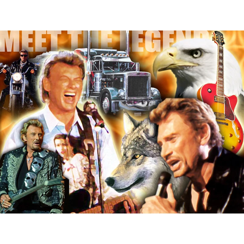 

square/round diamond painting Superstar singer johnny hallyday cross Rhinestones embroidery plastic craftsFull diamond painting