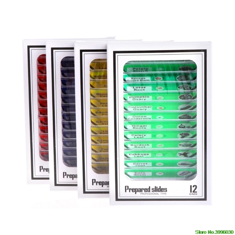 

48 Pcs Prepared Microscope Slides Specimen Animals Insects Plants Flowers Sample