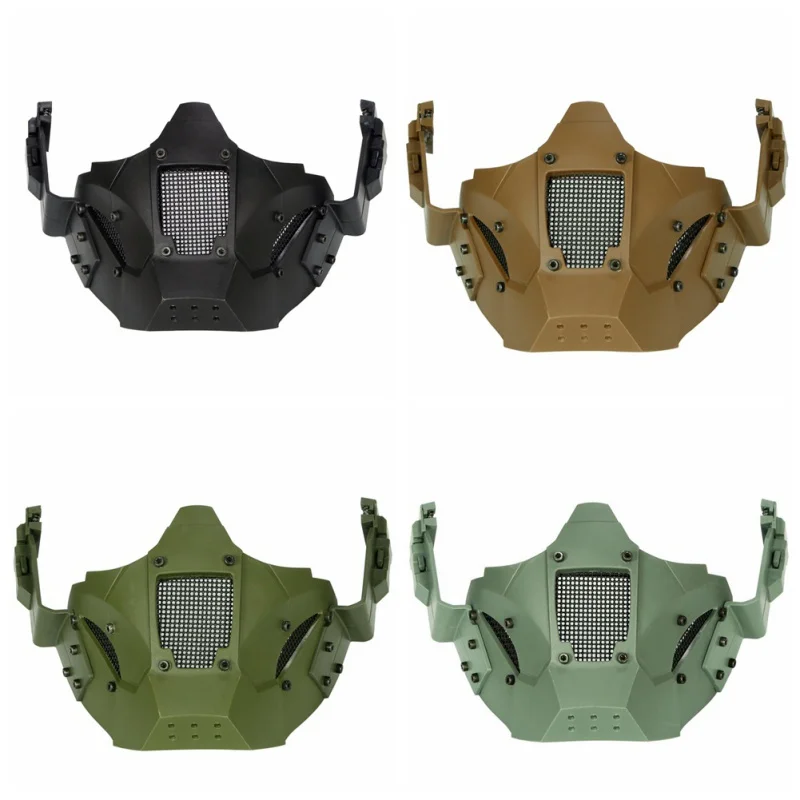 

face mask Airsoft Steel Mesh Mask Tactical Half Face FAST Helmet Lower Face Protective Mask Breathable Adjustable