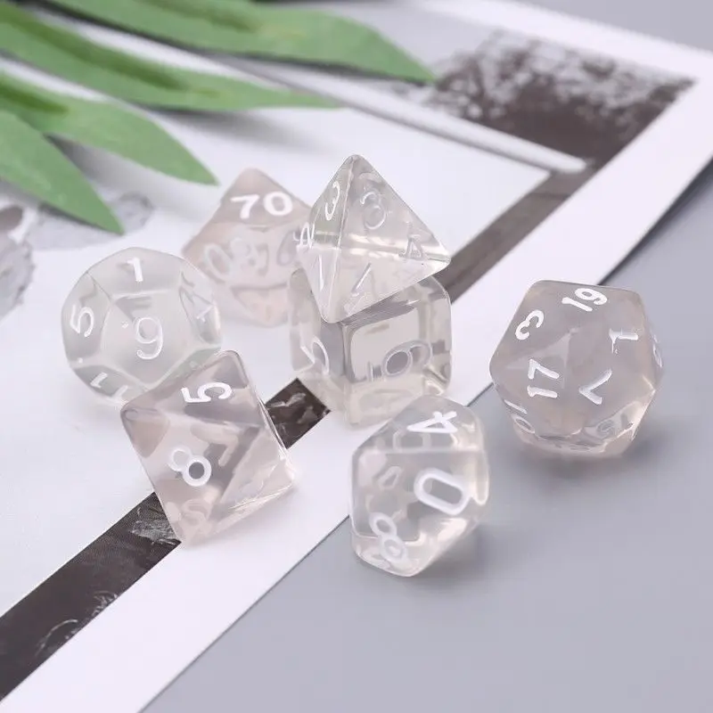 

7pcs/Set Sided Polyhedra Dice D4-D20 For RPG Dungeons&Dragons DND D&D Clear