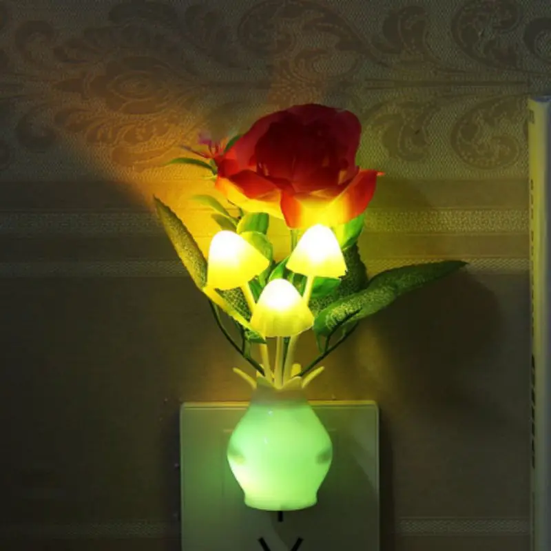 Светодиодный грибы цветы растения красочный ночной Светильник стандарт США штекер лампа новинка настенный светильник s лампа для украшения спальни - Испускаемый цвет: B