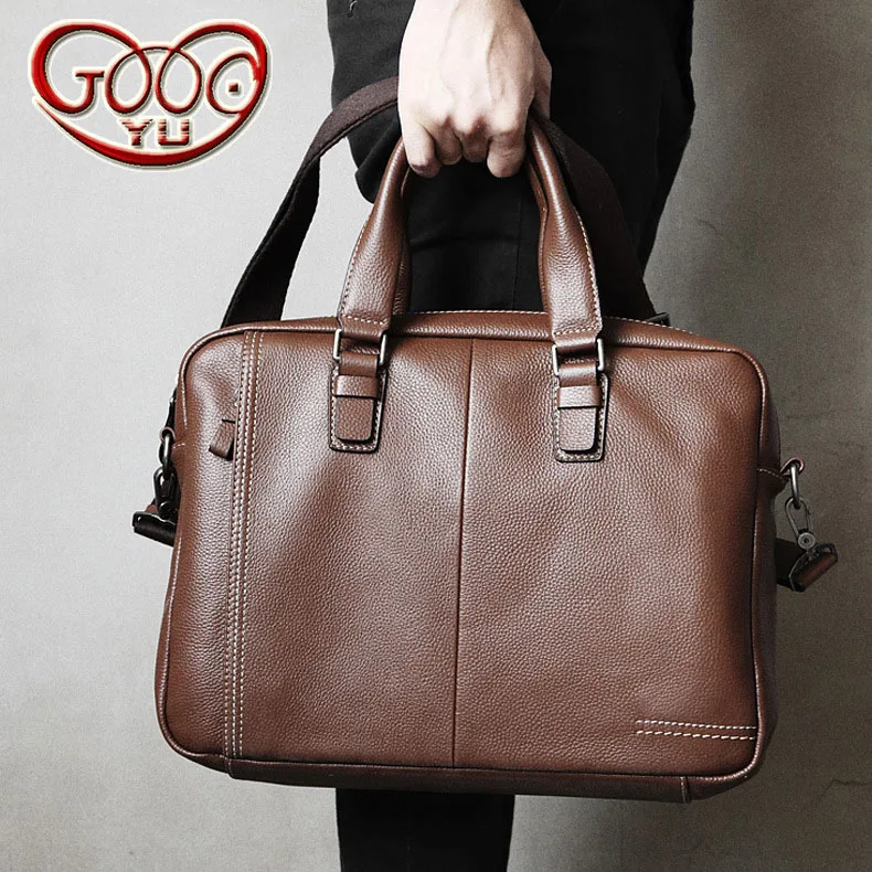 

New men's leather computer bag men's cross section square high-capacity handbag first layer leather business briefcase