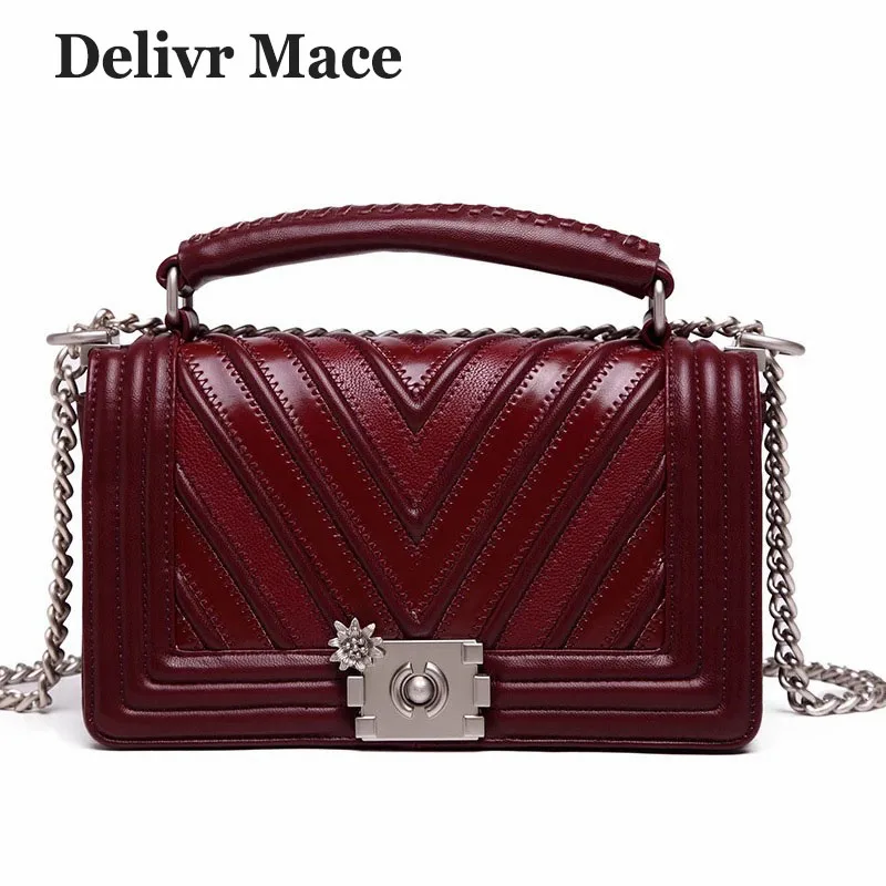 Women Crossbody Bag Chain Red Wine Geometric Designer Small Women&#39;s Bags Shoulder Bag Dames ...