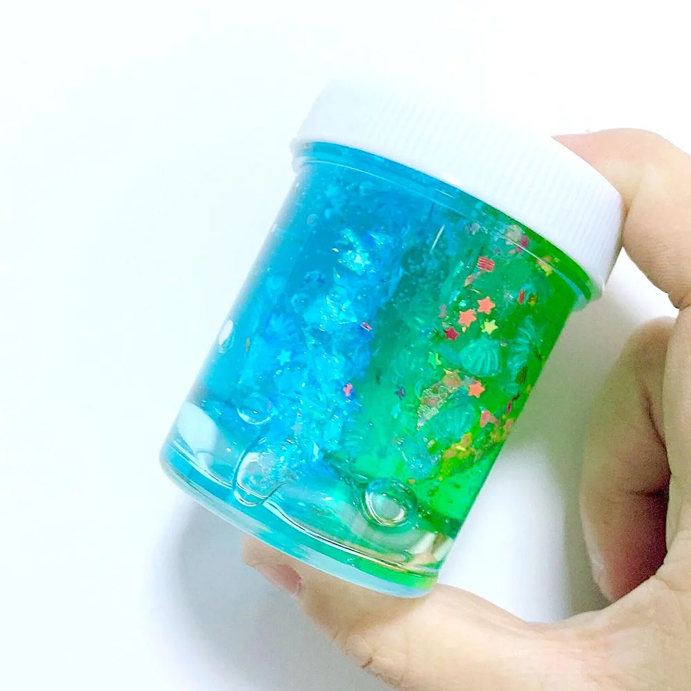 Зеленый DIY Clear Slime игрушки кристалл Грязь пушистый слизью клей градиент цвета облако поставки слаймов волшебный песок антистресс шпатлевка глина - Цвет: Зеленый