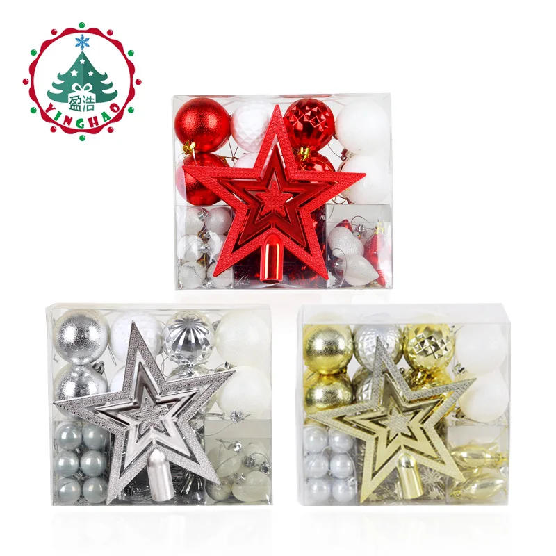 

inhoo 50pcs/set Christmas Balls Gift Box Polystyrene Decor Balls Baubles Xmas Party Hanging Ball Drop Pendant Ornaments for Home