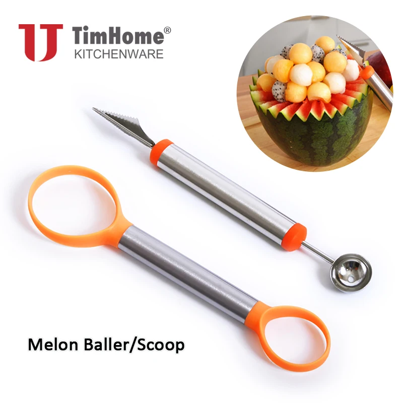 

Stainless Steel 2 in 1 Mellon Baller Melon Scoop Set for Fruit Parties Let the kids love fruits