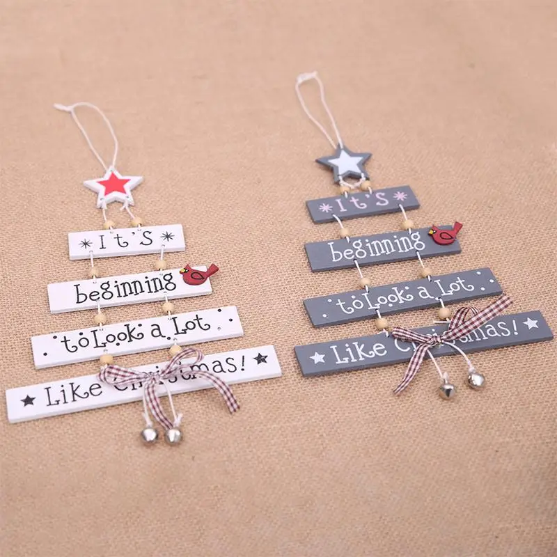 

1PCS Merry Christmas Letter Wooden Pendants Xmas Tree Ornament Wood Crafts For Home Wall Party Christmas tree Decoration Pendant