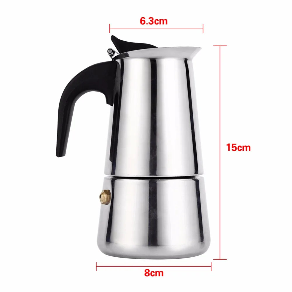 100 мл/200 мл/300 мл/450 мл портативная Эспрессо кофеварка Moka чайник из нержавеющей стали чайник для кофе