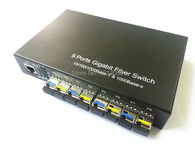 8 * GIGA SFP + 1*10/100/1000M TX ethernet волоконный переключатель 8*1310/1000 нм м оптический трансивер