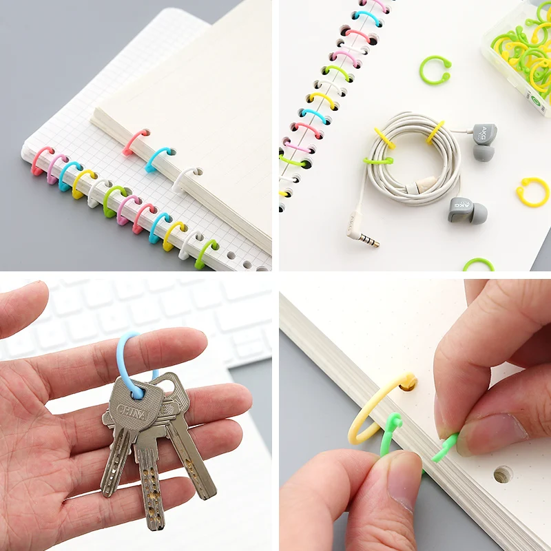 Colored Easy Ring Paper Book Loose Leaf Binder Keychain Notebook Circle Rings HS Colored Easy Ring Paper Book Loose Leaf Binder Keychain Notebook Circle Rings HS