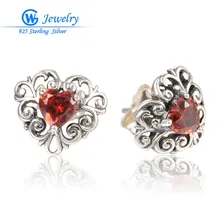 Gw fine joyería de plata 925 de la joyería de clip en forma de corazón pendientes de plata para las mujeres joyería de la boda er1055h50
