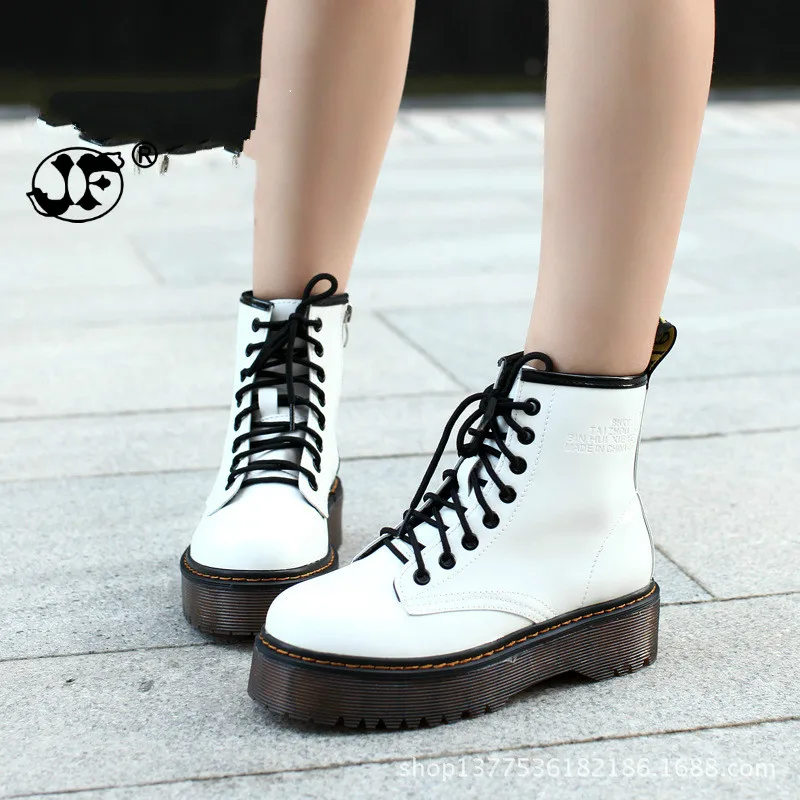 

2018 Fashion Black/white/red Platform Boots Punk Rock Zipper Chunky Ankle Boots High Heel Martin Boots Inside Cotton Cloth hjm89