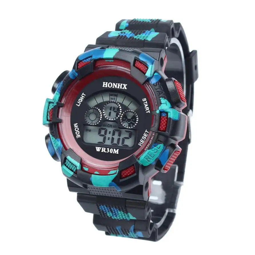 

Fashion Casual Boy's Mens Watch Waterproof Cool Men's LED Digital dial Quartz Alarm Date Sports Wristwatches Men's Watches 40P