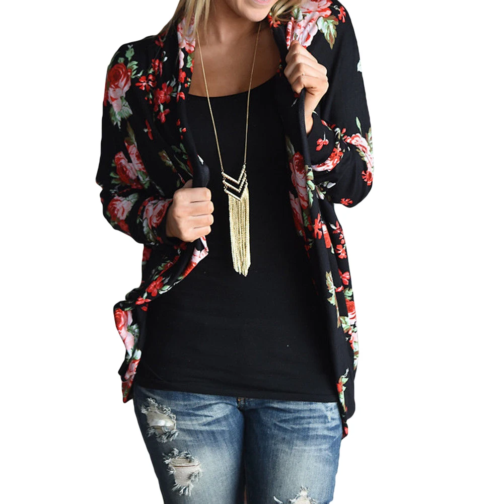 

Slim Jacket Basic Coats Women Autumn Outerwear Vintage Lady Ethnic Floral Print Boho Irregular Bomber JacketS Wrap Cardigans H1