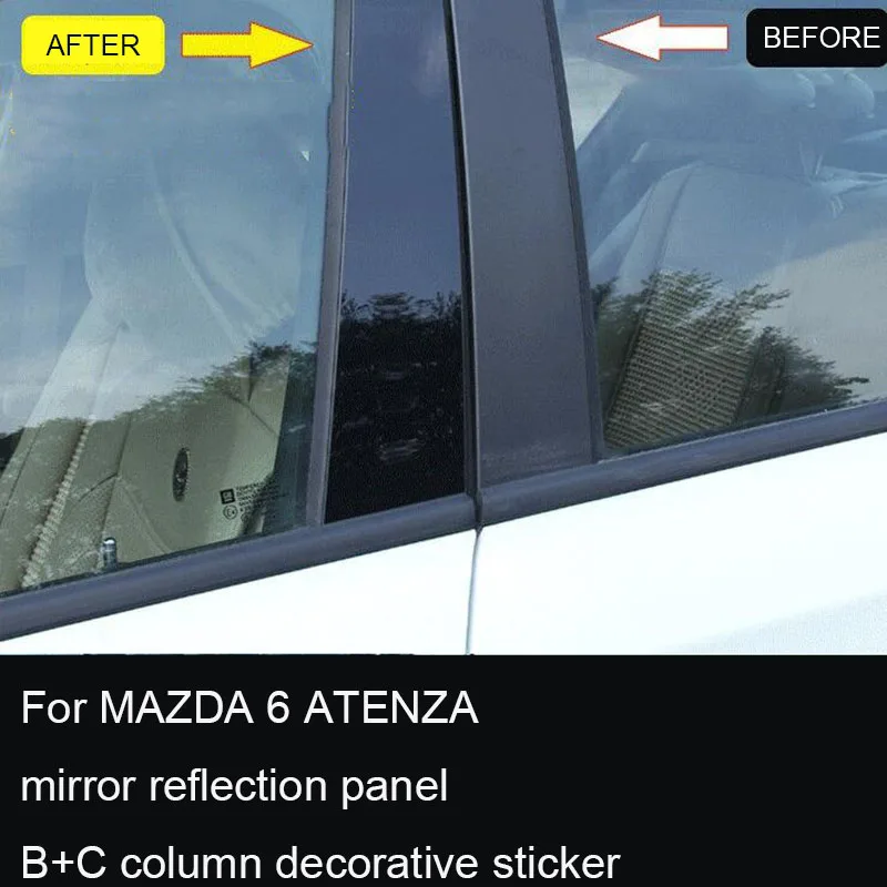 

UNON mirror reflection panel B+C column decorative sticker for MAZDA 6 ATENZA 2014 2016 2017 10PCS/SET
