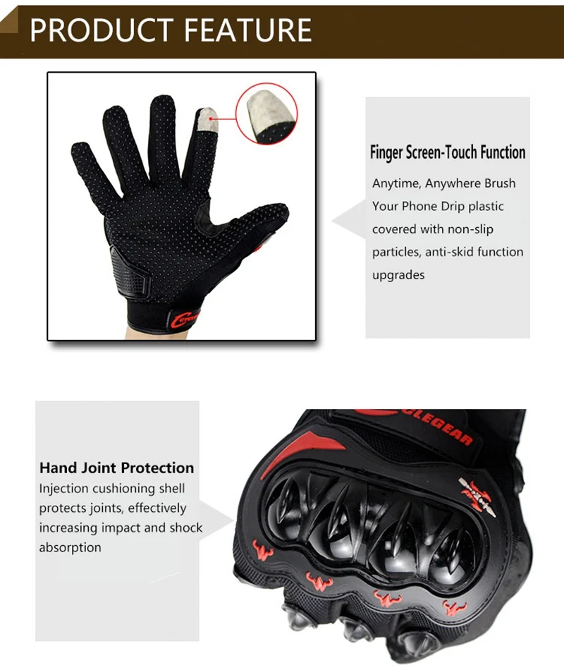 CYCLEGEAR 666 мотоциклетные перчатки с полной защитой пальцев экран-Touch мотокросса внедорожные перчатки ATV Racing Guante