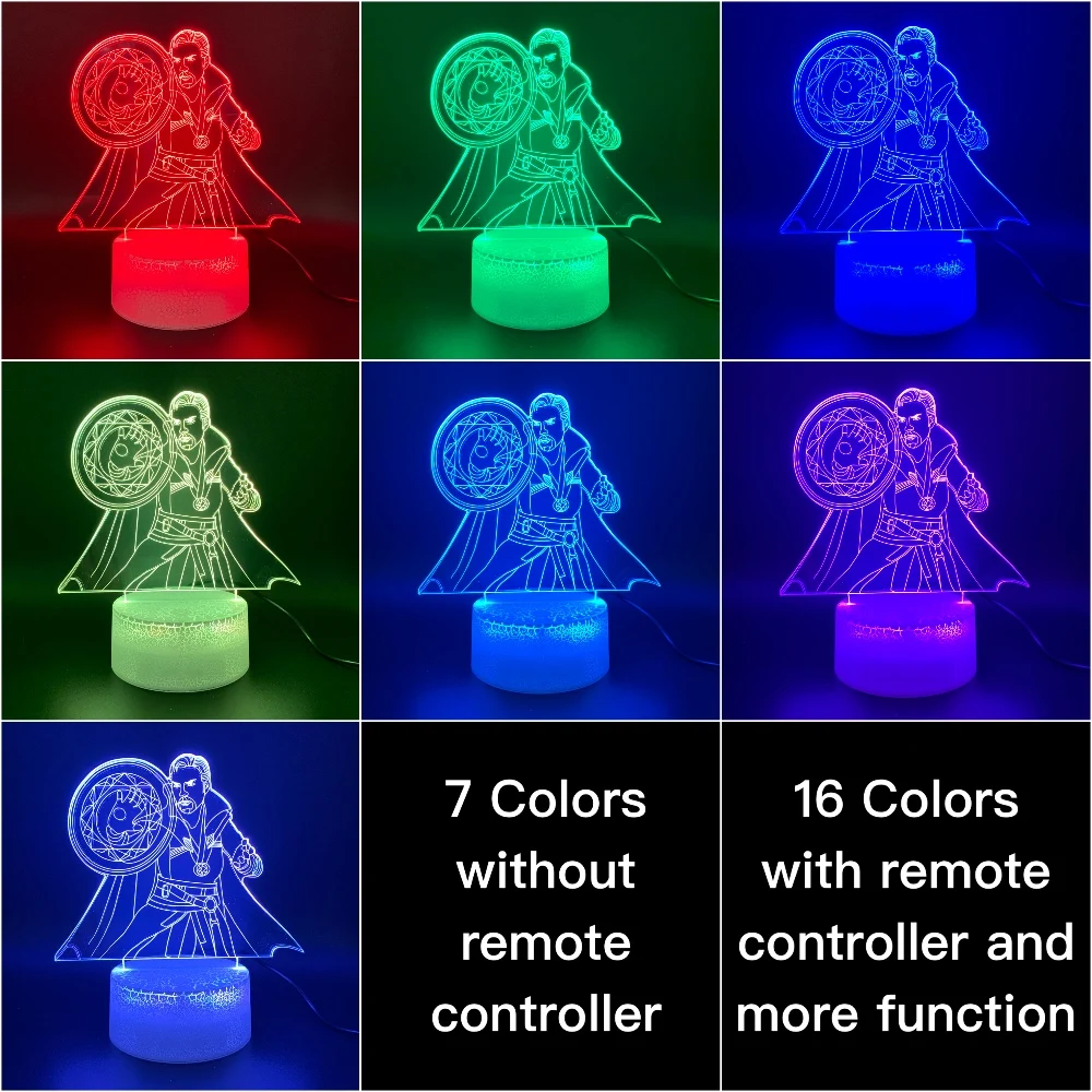 Led Night Light Marvel Superhero Doctor Strange Figure 3d Lamp Home Decor Holiday Gift for Kid Boy Child Novelty Light Marvel