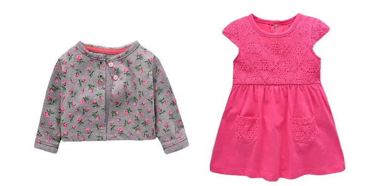 Flower spring baby girl clothes bodysuit +jackets baby clothes Roupa infant jumpsuits cotton baby clothing for 0-24M dresses baby knitted clothing set