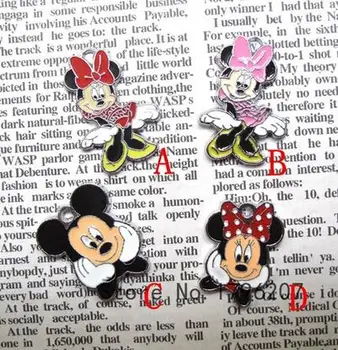 

50 pcs Cartoon mickey minnie DIY Enamel Metal Charm Pendants DIY Jewelry Making Mobile Phone Accessories P48